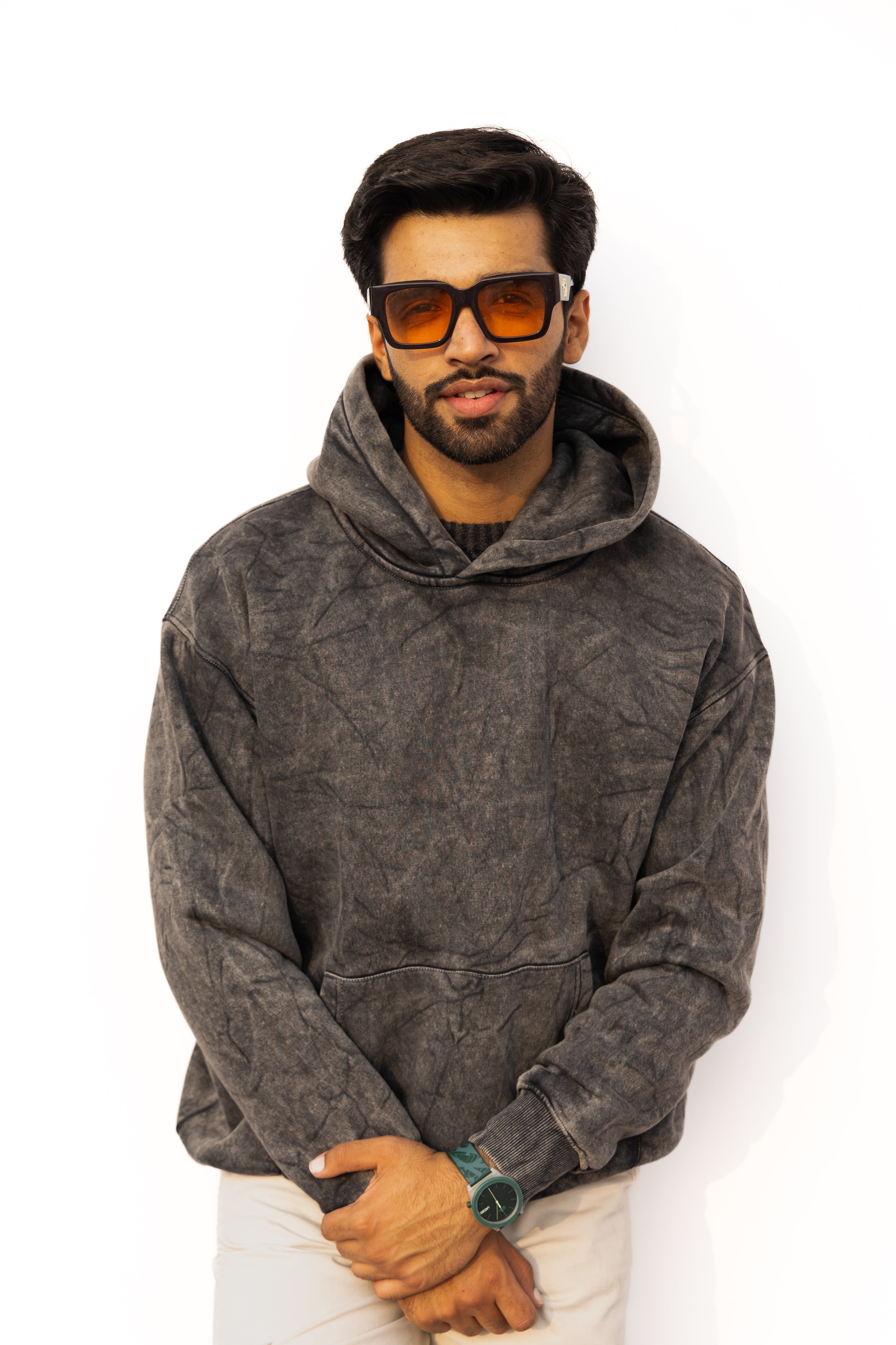 Acid Wash Black Hoodie (Oversized)